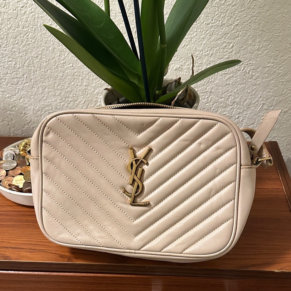 Yves Saint Laurent Beige Quilted Crossbody Bag